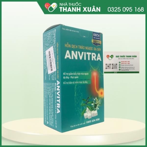 Hỗn dịch trào ngược dạ dày Anvitra - Hỗ trợ giảm acid dịch vị, giúp bảo vệ niêm mạc dạ dày